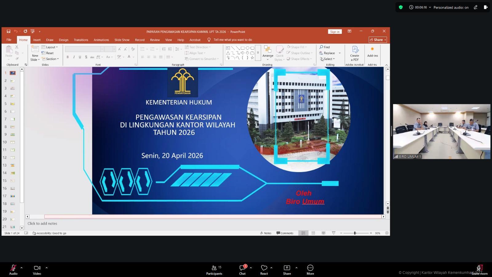Kanwil Kemenkum NTT Ikuti Entry Meeting Pengawasan Kearsipan Dilingkungan Kantor Wilayah Kementerian Hukum Tahun 2026